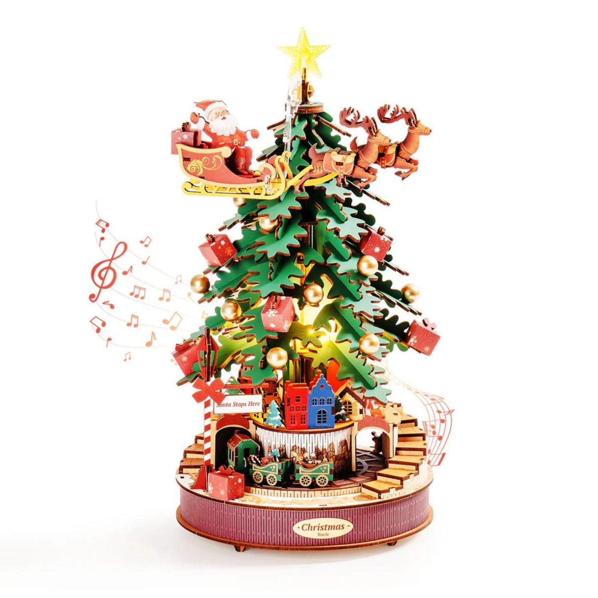 Rolife Music Dreamer - Miniatura Armable Christmas Melody Tree Árbol de Navidad Musical