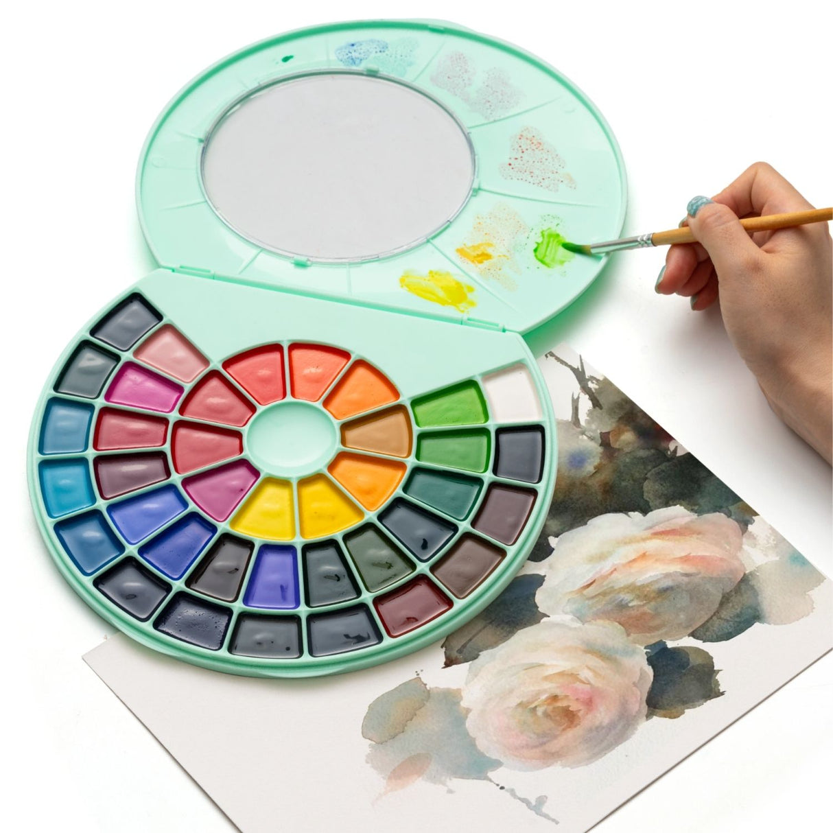Himi - Set 38 Acuarelas Semi Húmedas en Pastilla Estuche Verde