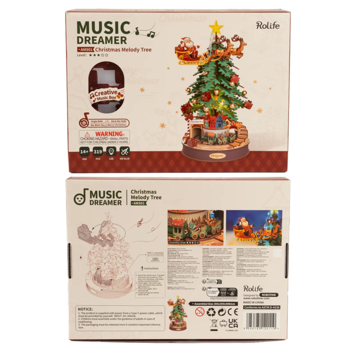 Rolife Music Dreamer - Miniatura Armable Christmas Melody Tree Árbol de Navidad Musical