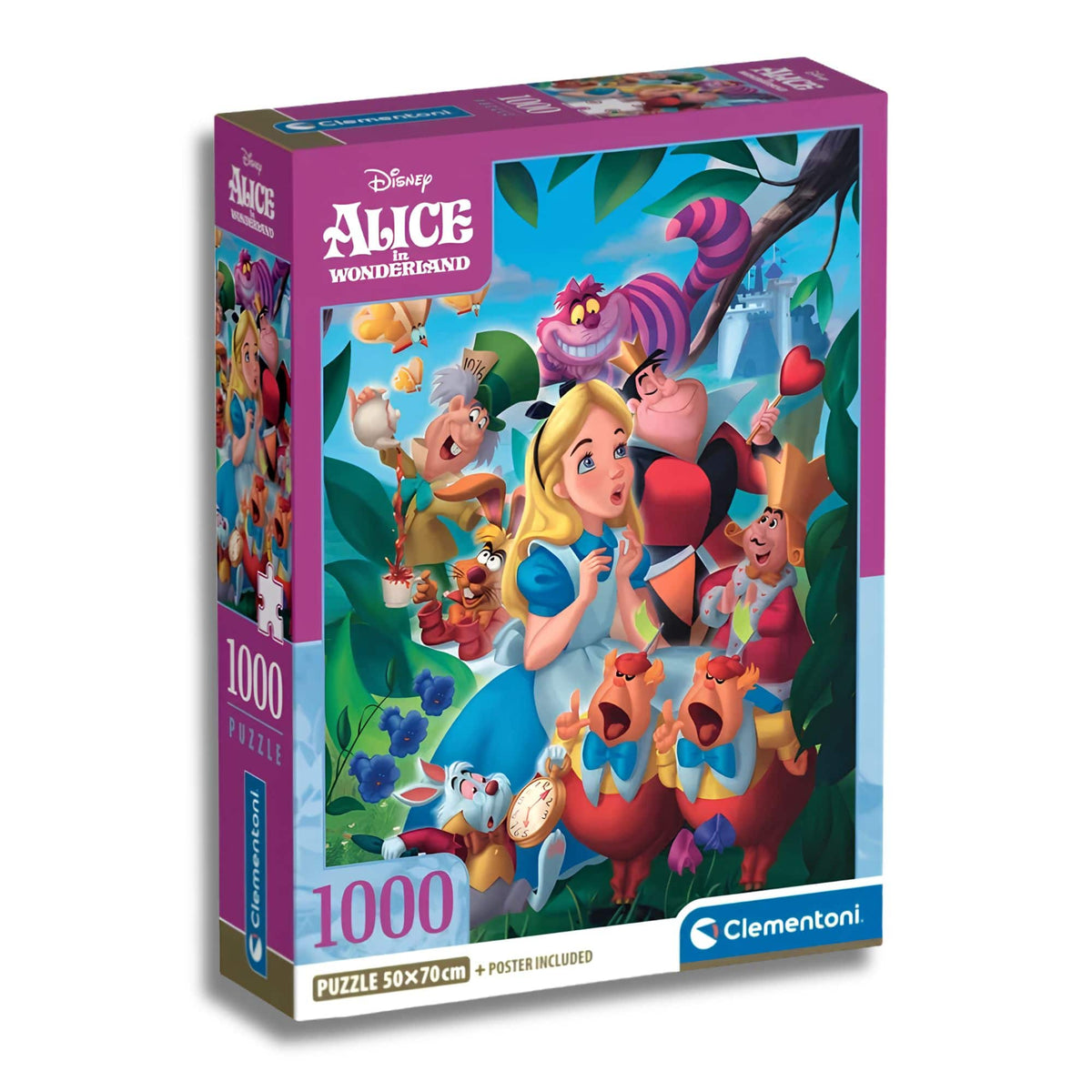 Clementoni - Puzzle 1000 Piezas Compact Alicia en el País de las Maravillas Disney