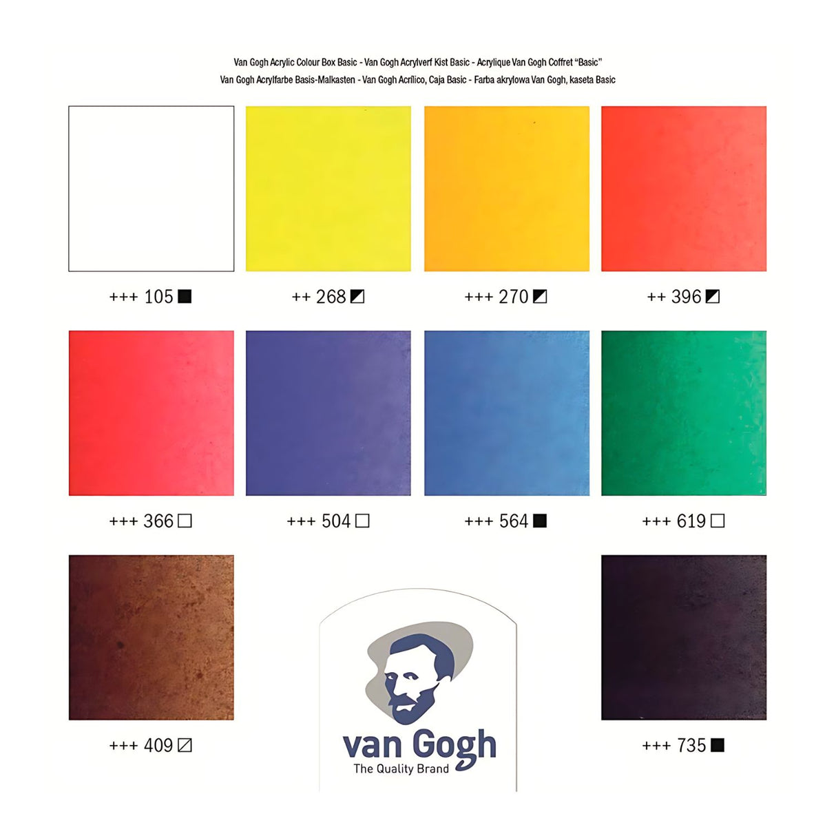 Van Gogh Acrylic Colour - Set 10 Acrílicos en Caja de Madera 40 ml
