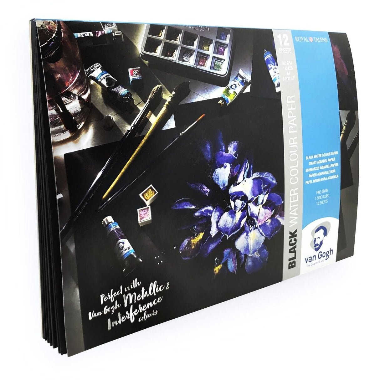 Van Gogh Black Paper - Pack 12 Hojas Papel Acuarela Negro A4 21 x 29,7 cm