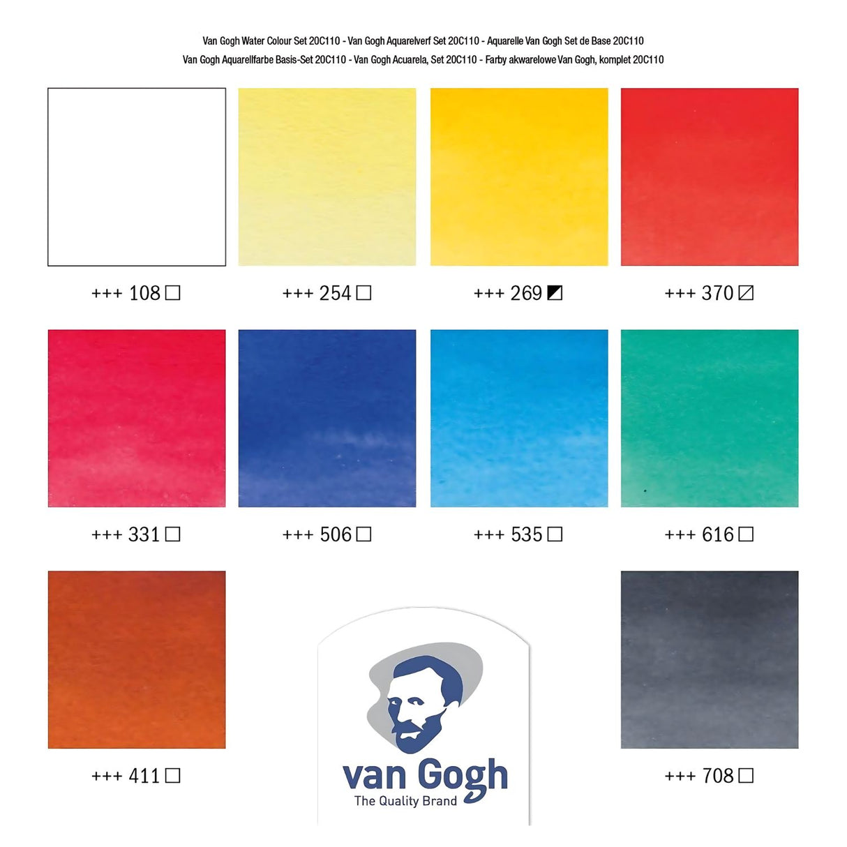 Van Gogh - Set 10 Acuarelas Colores Básicos Tubos 10 ml