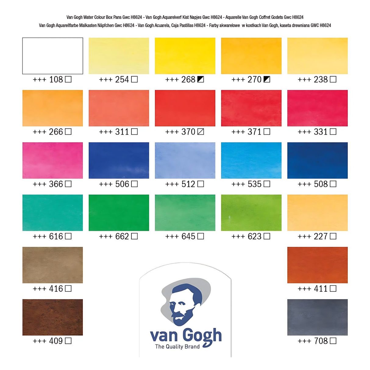 Van Gogh - Set 24 Acuarelas en Caja de Madera Pastillas y Accesorios