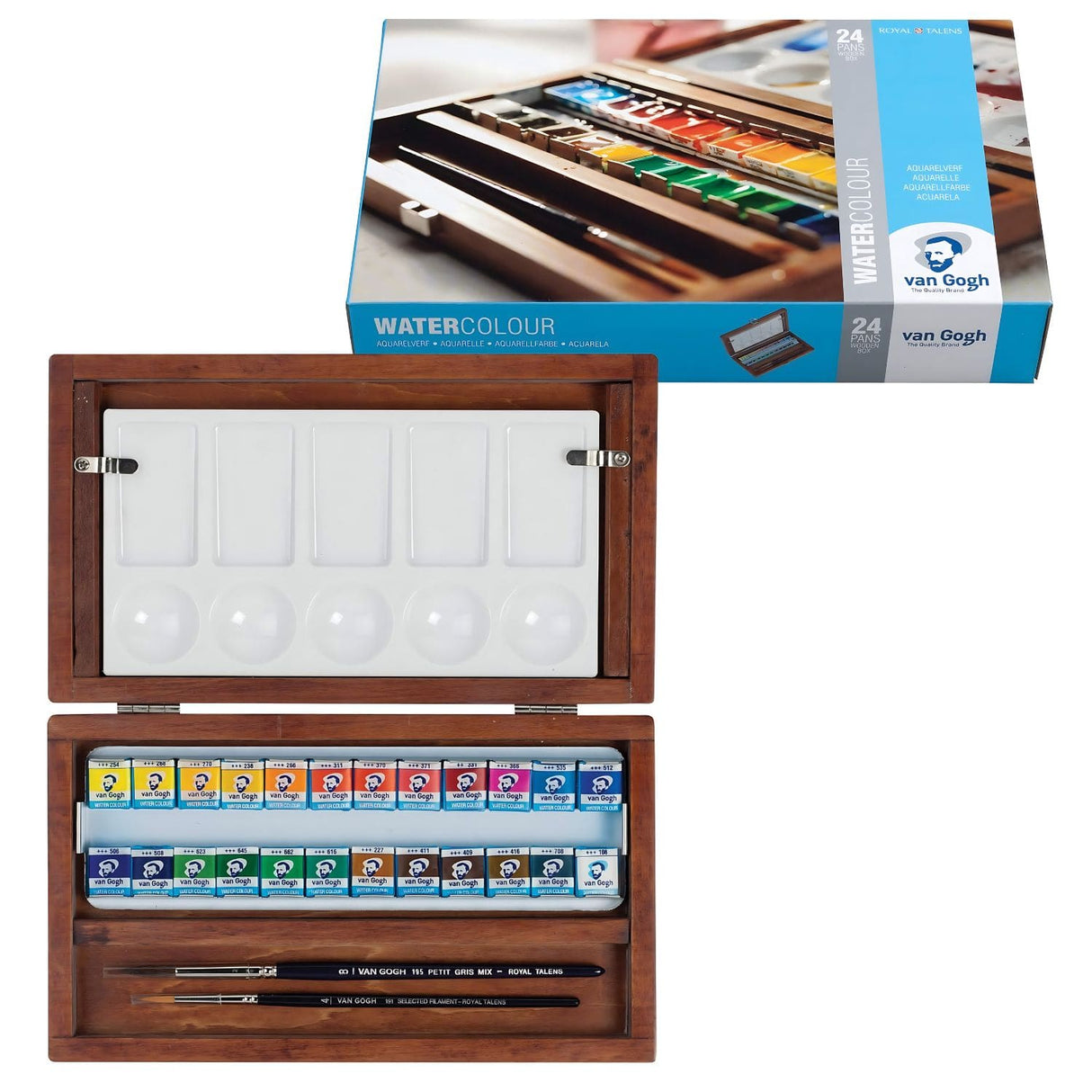 Van Gogh - Set 24 Acuarelas en Caja de Madera Pastillas y Accesorios