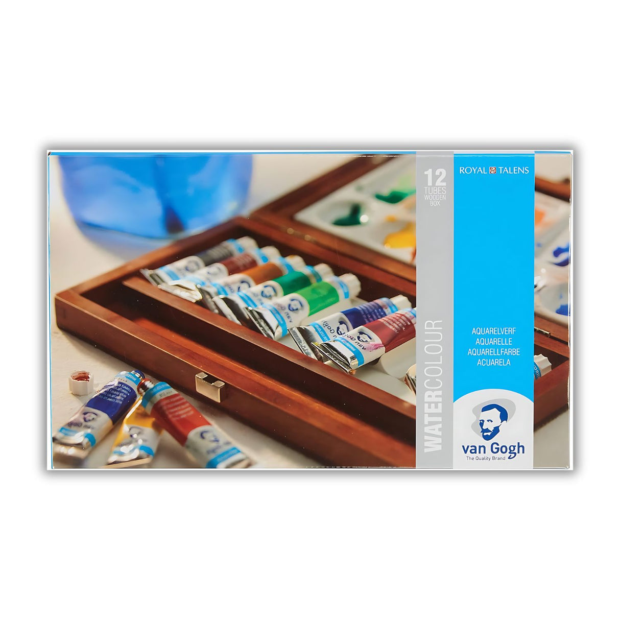 Van Gogh - Set 12 Acuarelas en Caja de Madera Tubos 10 ml + Accesorios