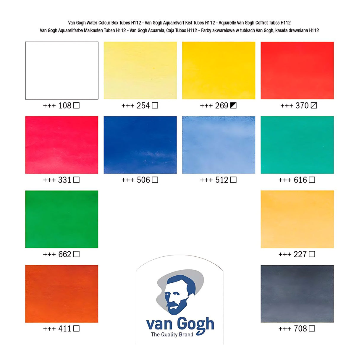 Van Gogh - Set 12 Acuarelas en Caja de Madera Tubos 10 ml + Accesorios