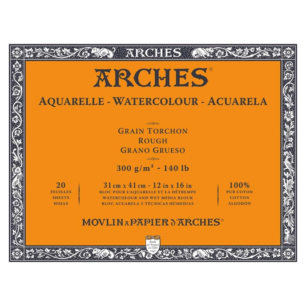 Arches - Block Acuarela Grano Grueso 300 g/m2 20 h