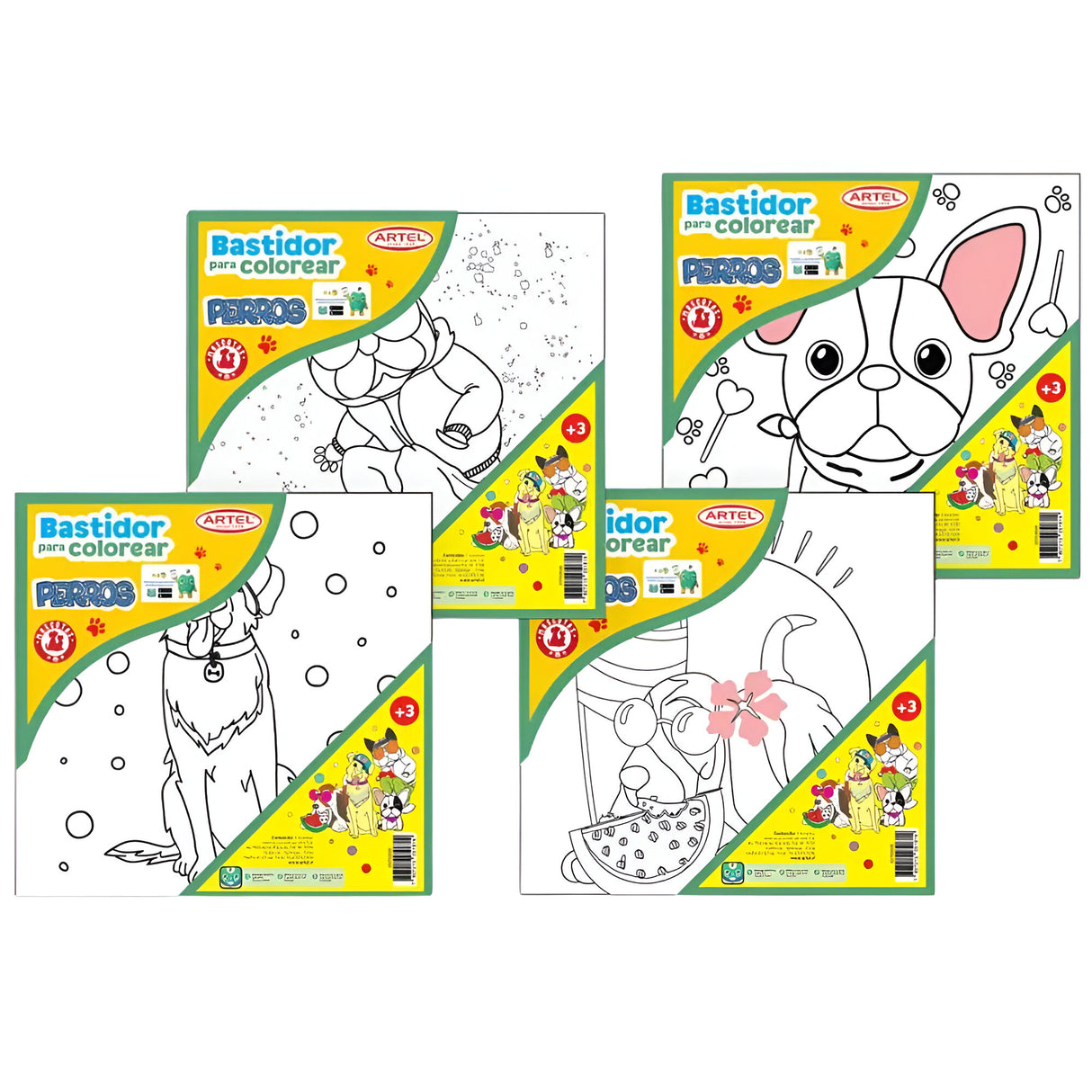 Artel - Bastidor para Colorear 25 x 25 cm Diseño Aleatorio Perros