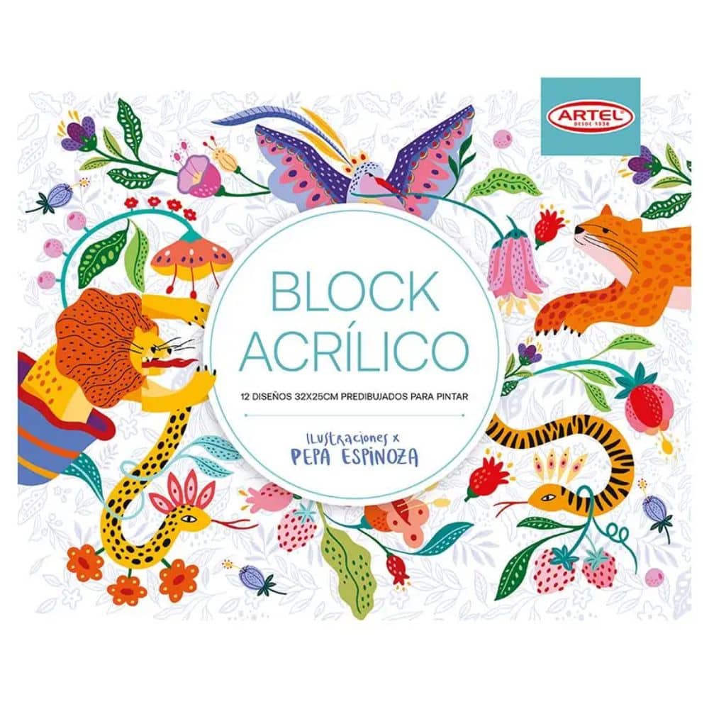 Artel - Block para Pintar Acrílicos con Diseños Predibujados