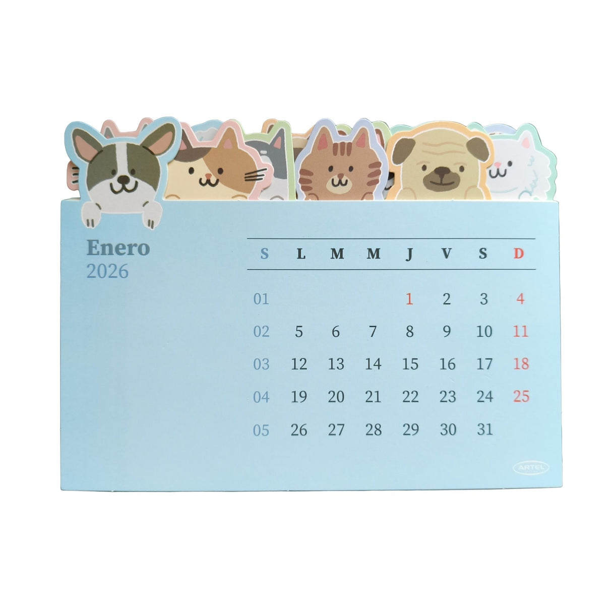 Artel - Calendario 2026 Escritorio Pets