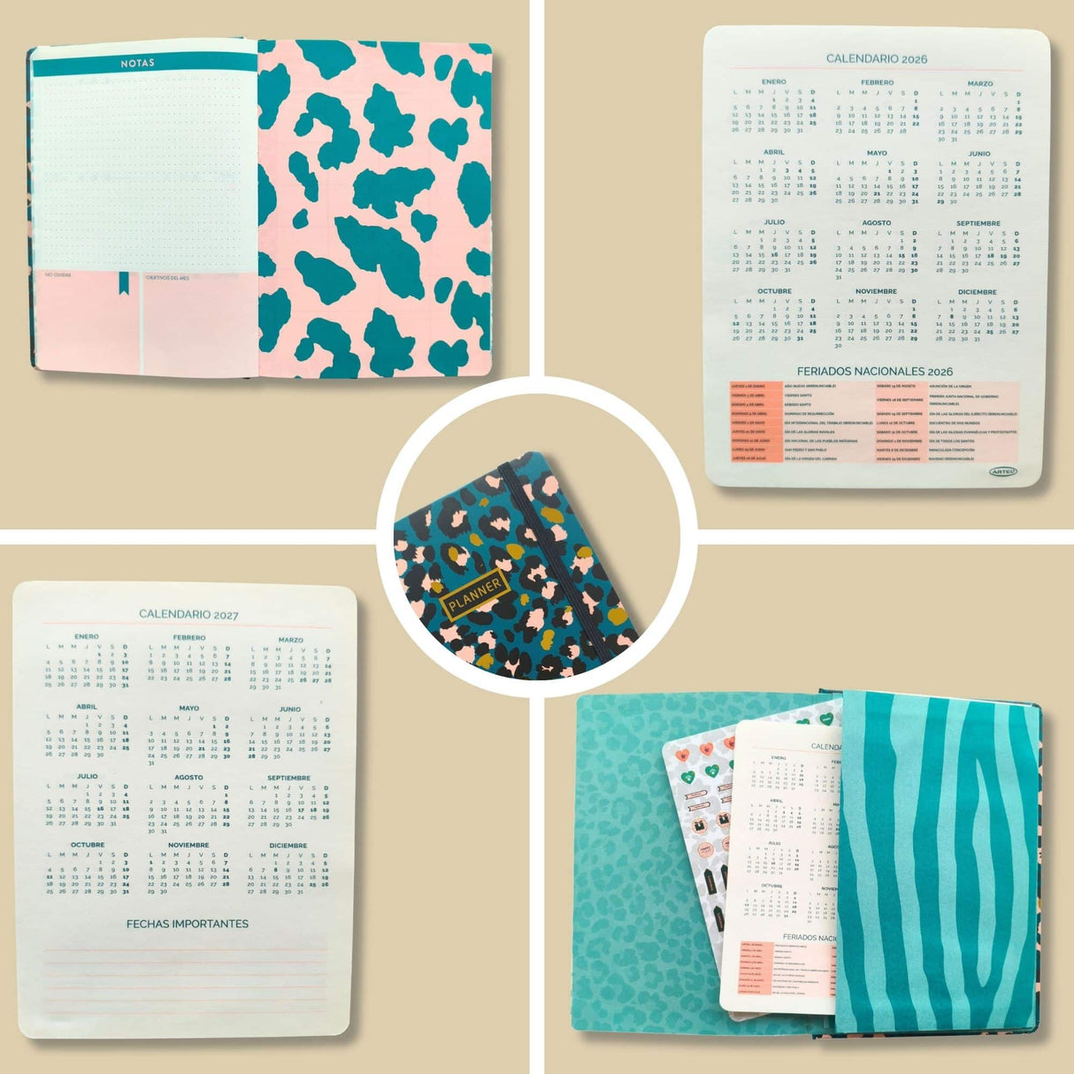 Artel - Planner 12 Meses Empastado Panter Print