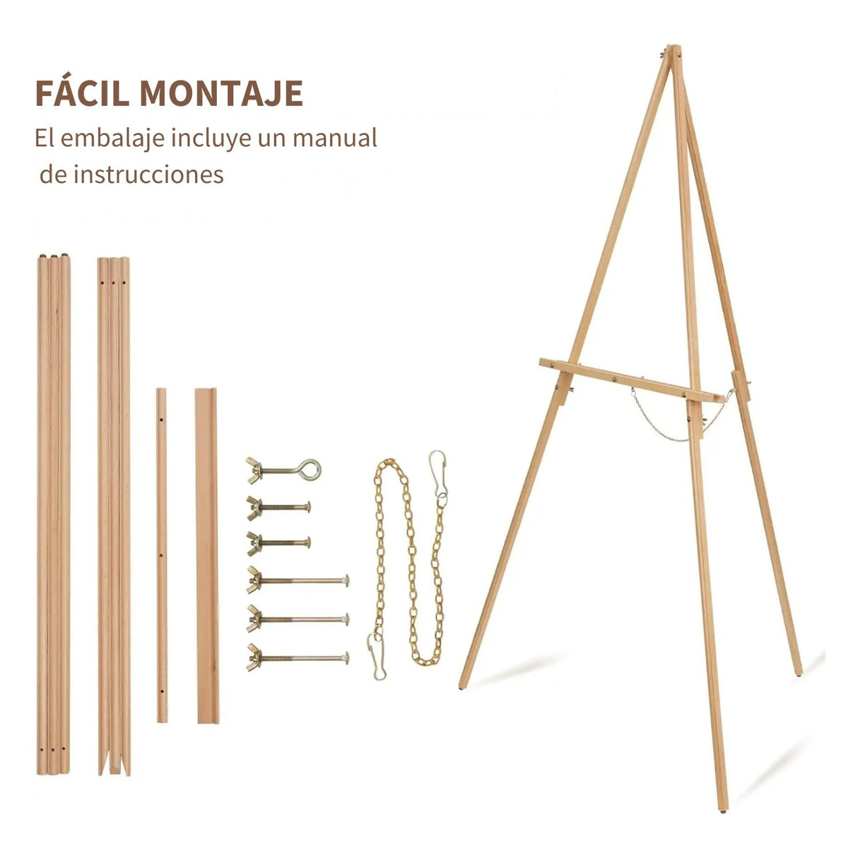 Atril de Madera 165 cm con Altura de Soporte Ajustable