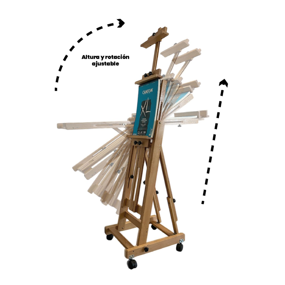 Atril de Madera de Haya Ajustable con Ruedas