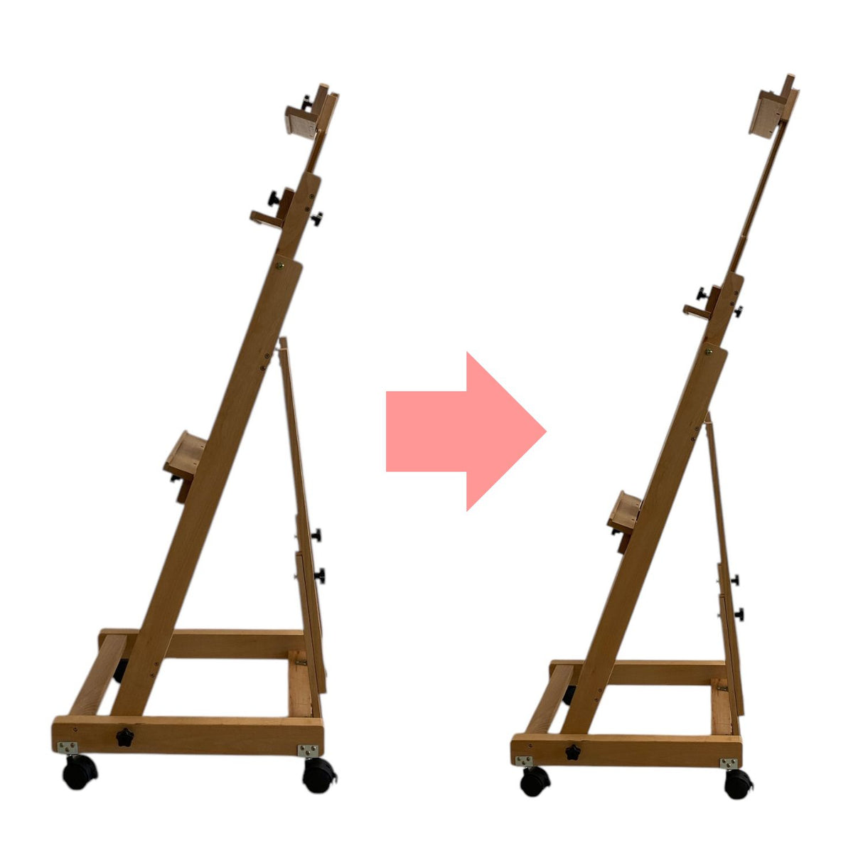 Atril de Madera de Haya Ajustable con Ruedas