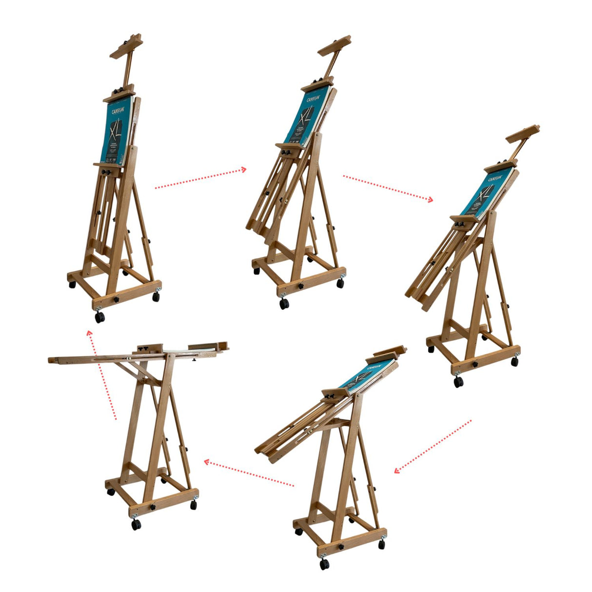 Atril de Madera de Haya Ajustable con Ruedas