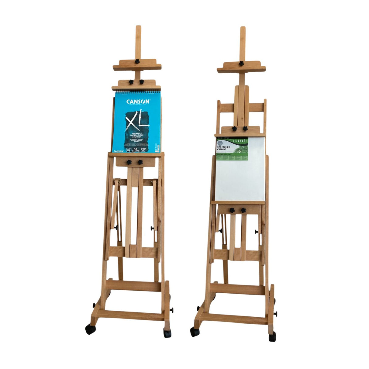 Atril de Madera de Haya Ajustable con Ruedas