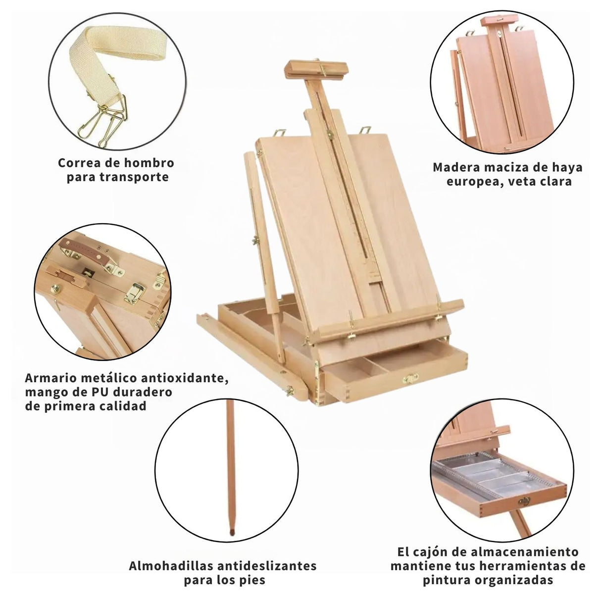 Atril Plegable Estilo Francés Color Madera Natural