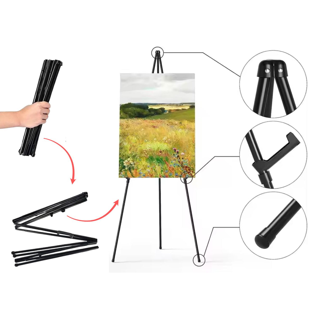 Atril Plegable Portátil Metálico con Soporte Ajustable