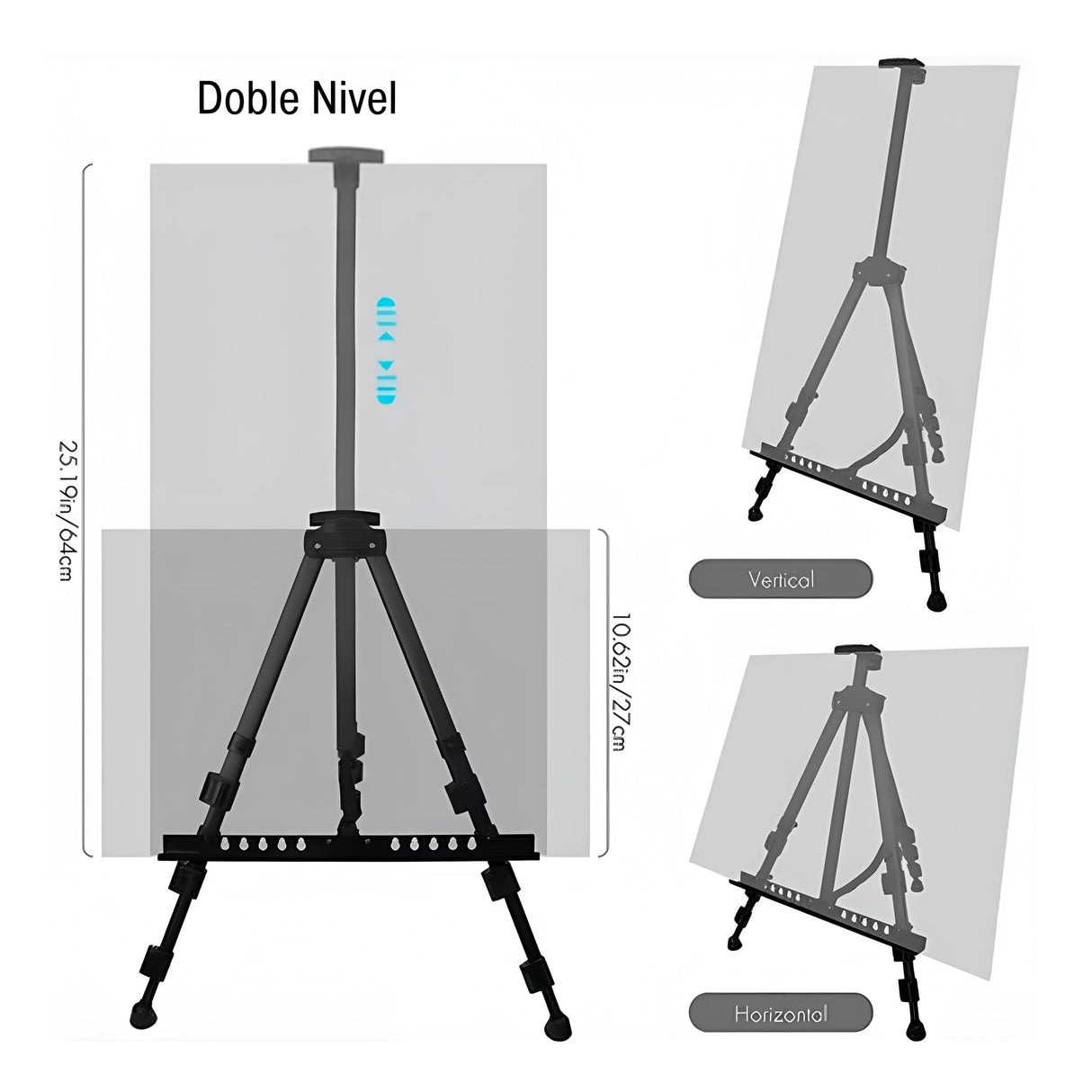 Atril Plegable Metálico Ajustable para Pie y Sobremesa