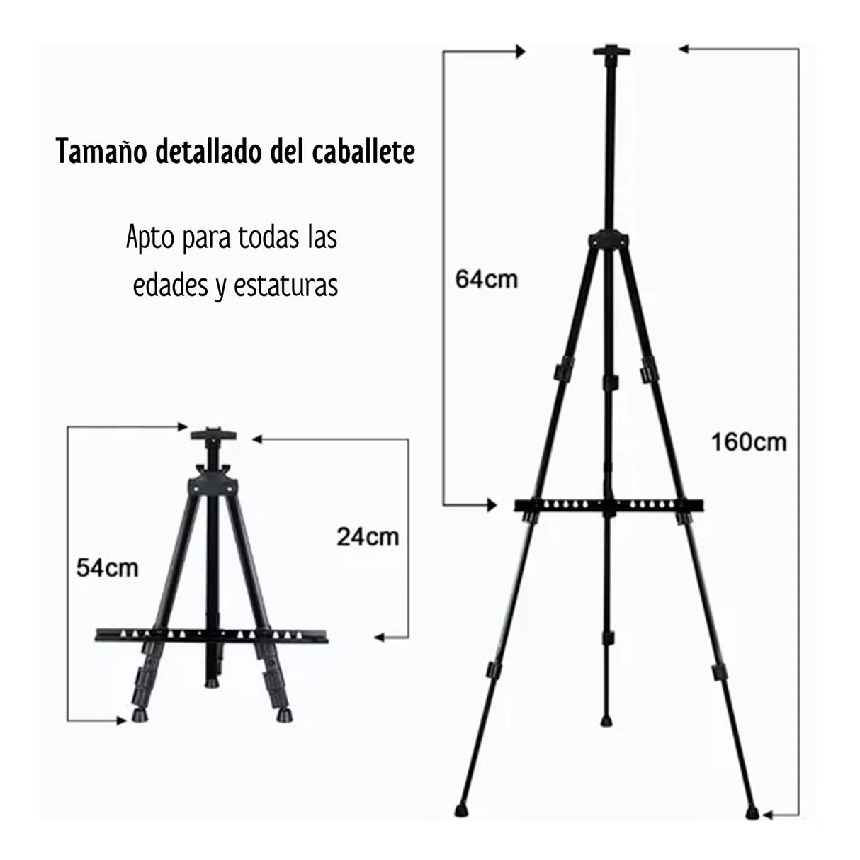 Atril Plegable Metálico Ajustable para Pie y Sobremesa