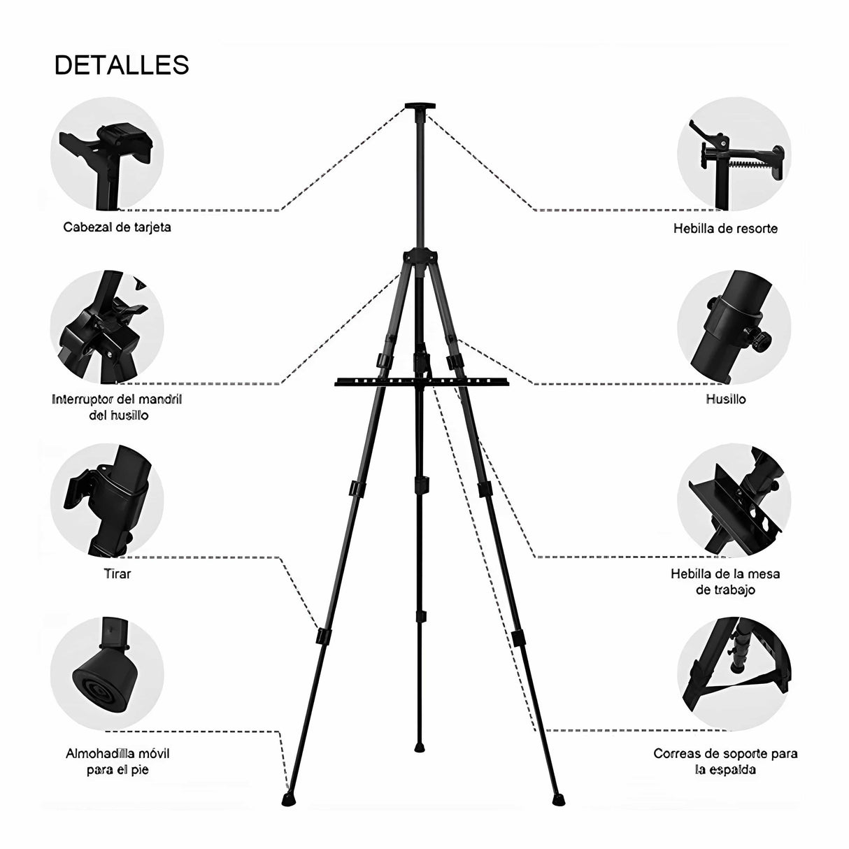 Atril Plegable Metálico Ajustable para Pie y Sobremesa
