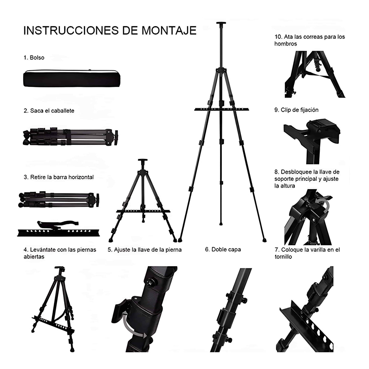 Atril Plegable Metálico Ajustable para Pie y Sobremesa