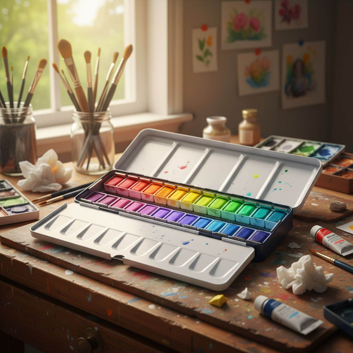 Caja Vacía Metálica para Acuarelas