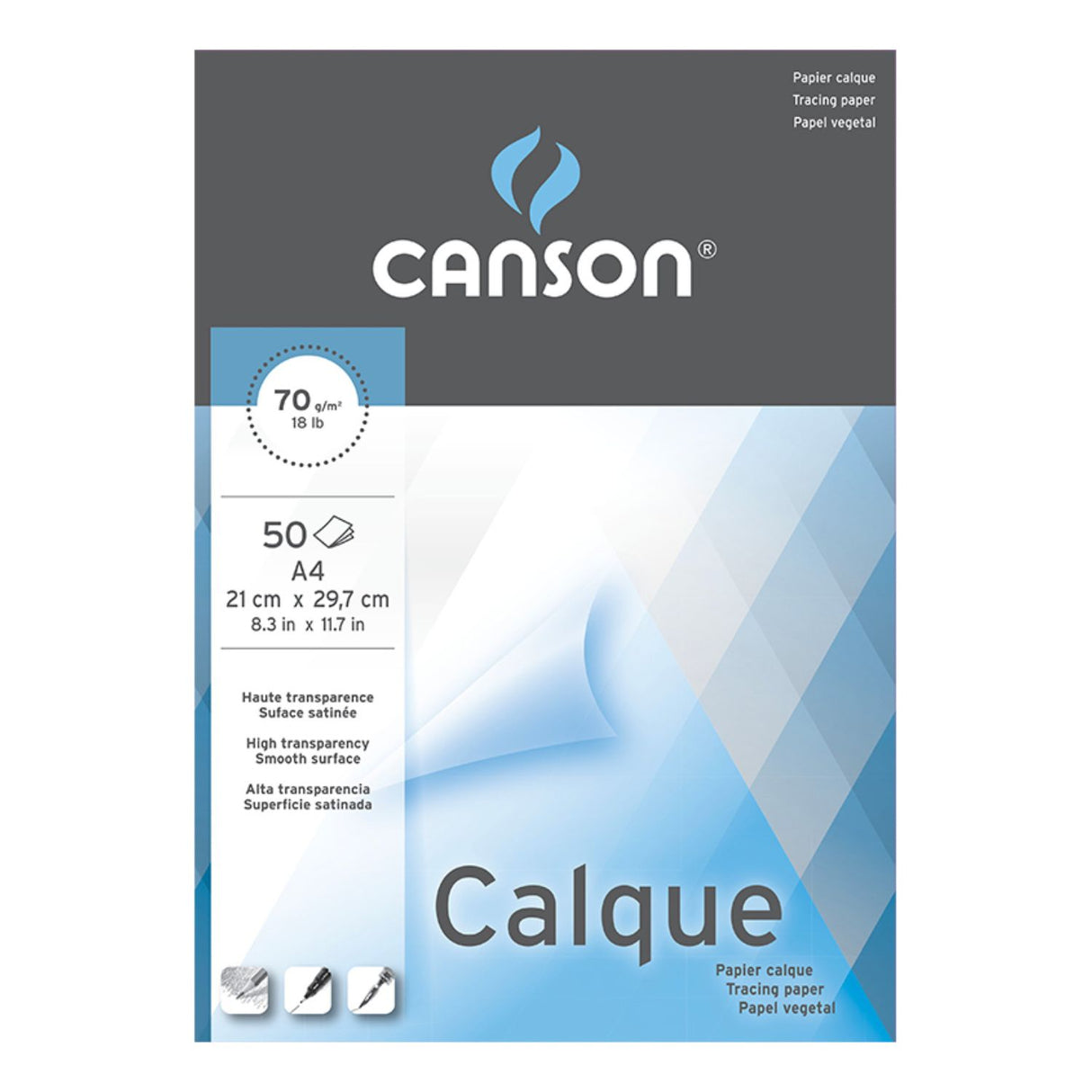 Canson - Block Papel Vegetal para Calcar 21 x 29 cm 50 Hojas