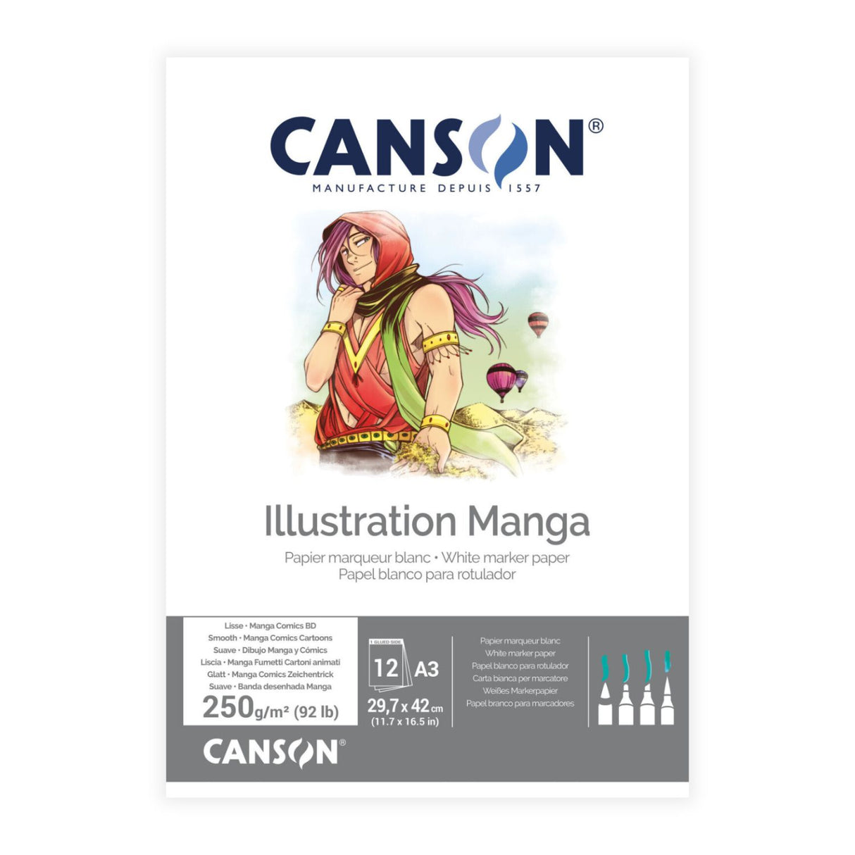 Canson Illustration - Block Manga y Comics 12 Hojas, 250 g/m2