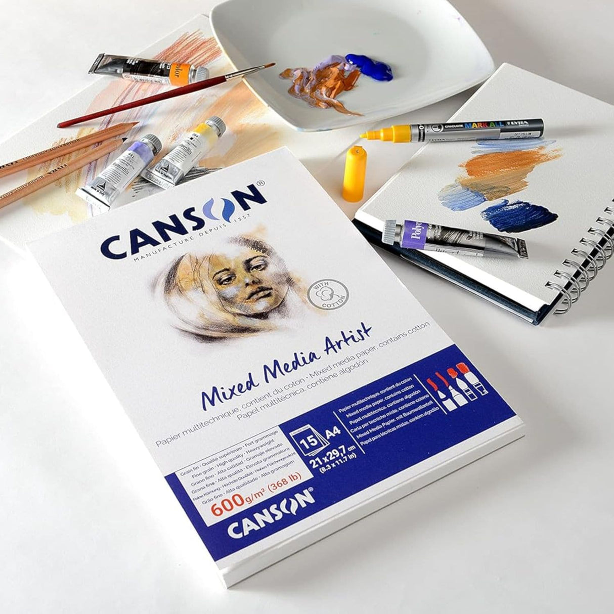Canson Mixed Media Artist - Block Grano Fino 15 hojas 600 g/m2 A4