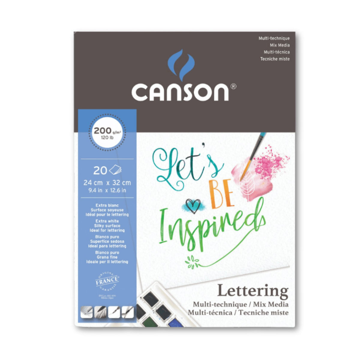 Canson XL - Pad Lettering 24 x 32 cm, 20 Hojas, 200 gr/m2