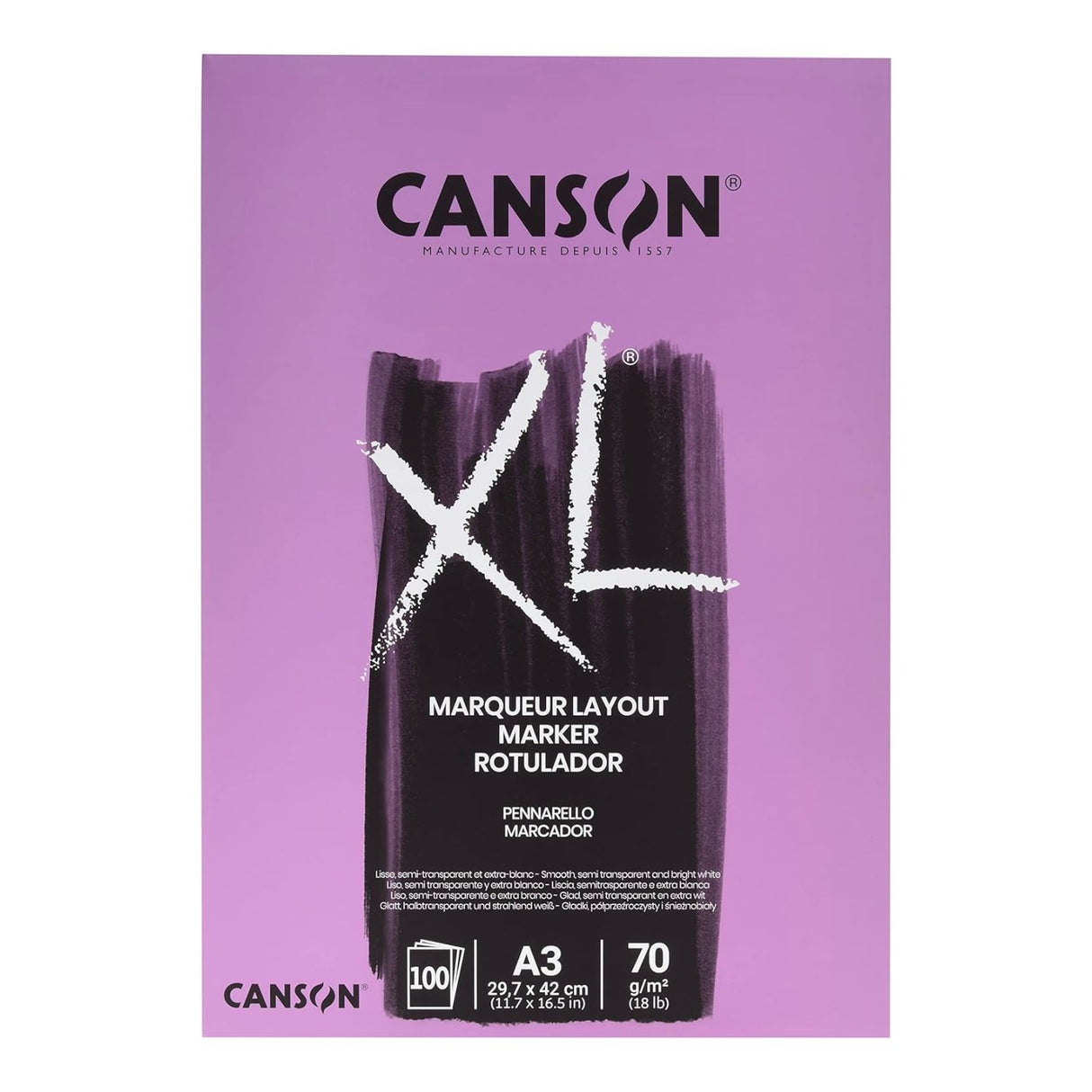 Canson XL - Block Marker para Marcadores 100 Hojas, 70 g/m2