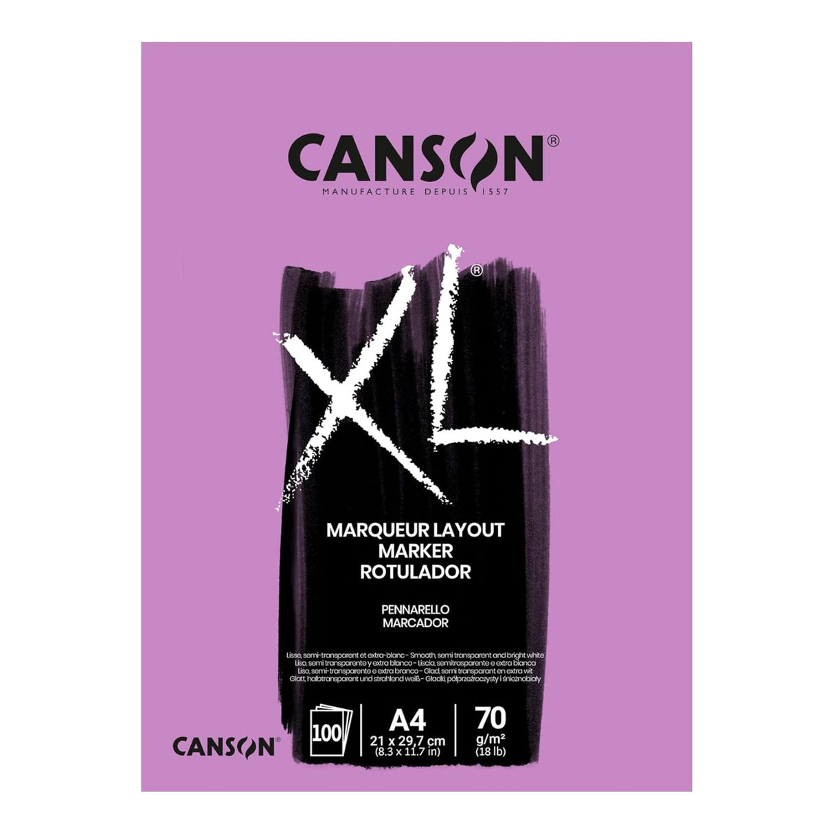 Canson XL - Block Marker para Marcadores 100 Hojas, 70 g/m2