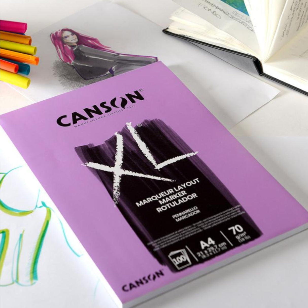 Canson XL - Block Marker para Marcadores 100 Hojas, 70 g/m2