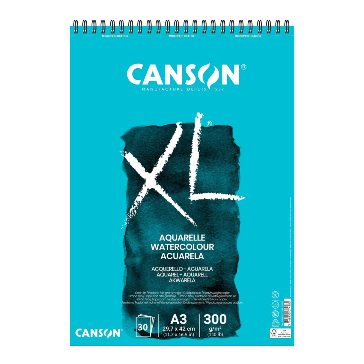 Canson XL - Croquera para Acuarela Aquarelle 300 g/m2