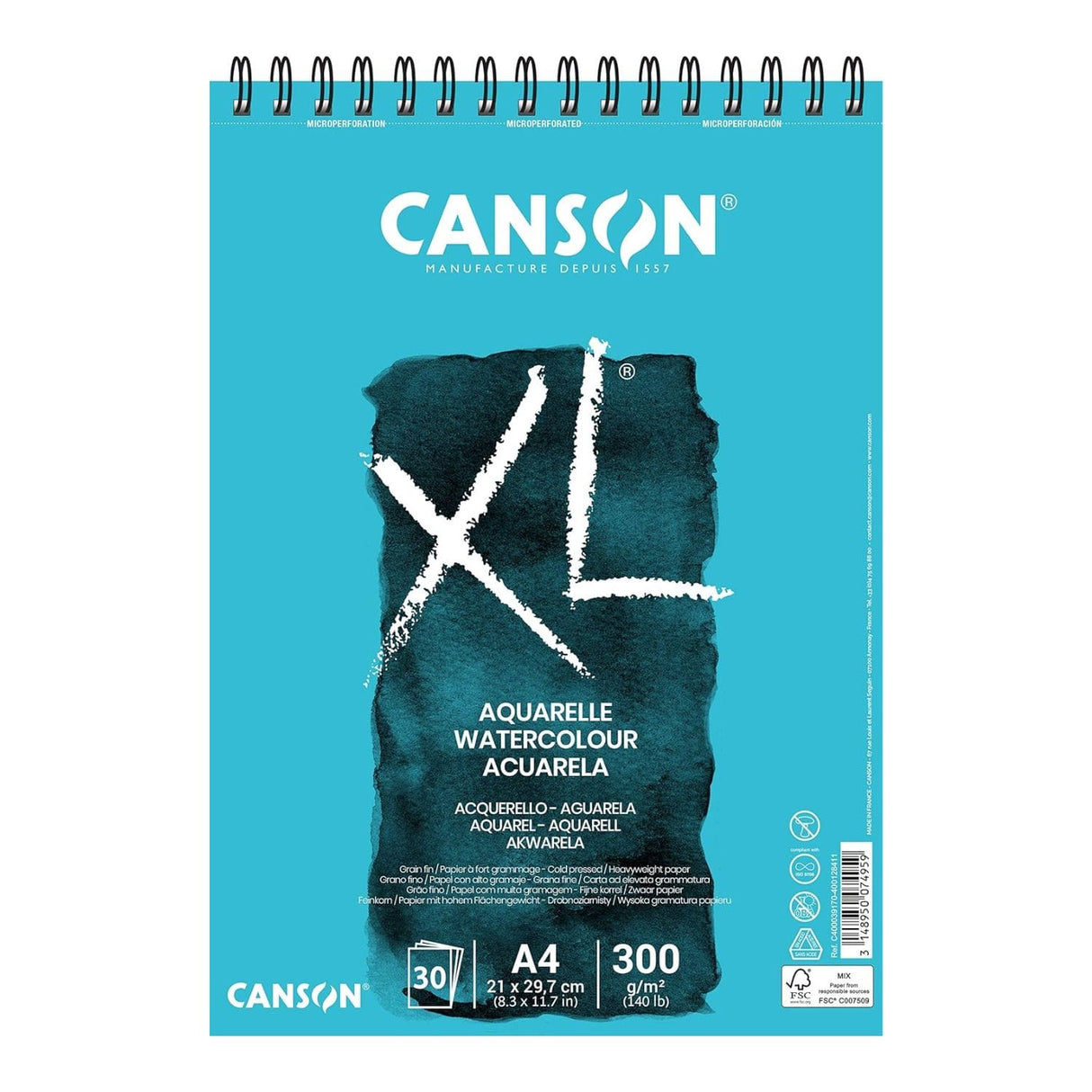 Canson XL - Croquera para Acuarela Aquarelle 300 g/m2