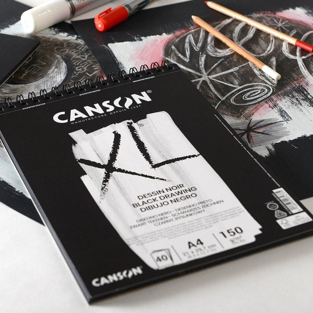 Canson XL - Croquera Dessin Noir Papel Negro 150 g/m2