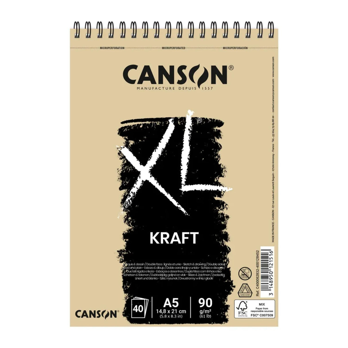 Canson XL - Croquera Kraft para Bocetos 90 g/m2