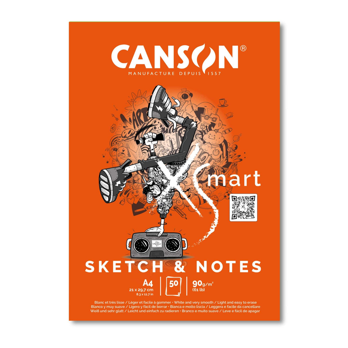 Canson XSmart - Block Sketch & Notes A4 50 hojas 90 g/m2