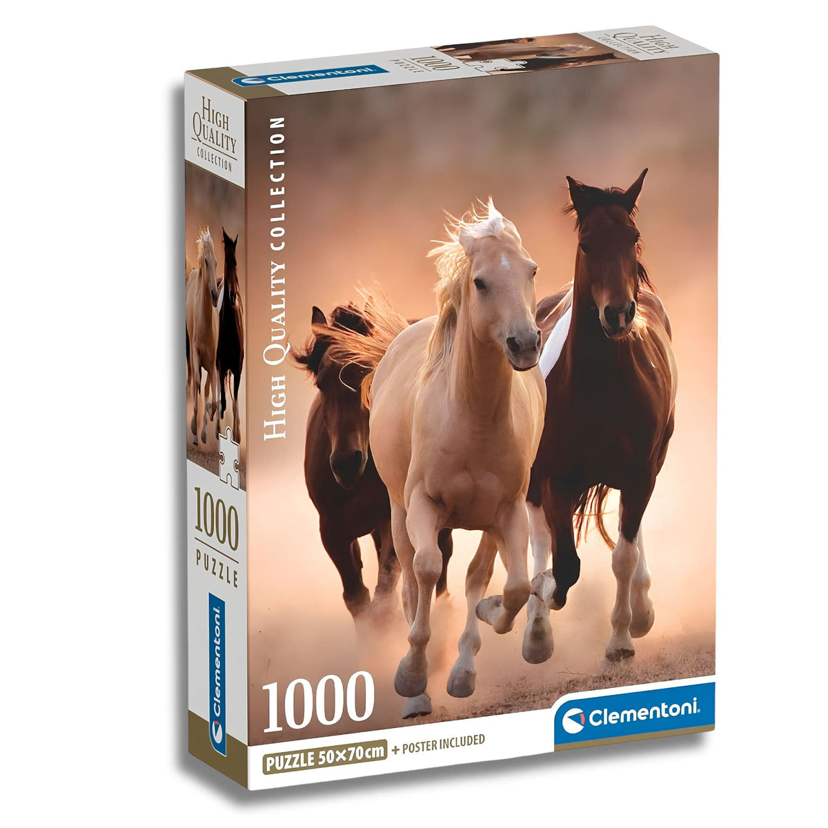 Clementoni - Puzzle 1000 Piezas Compact Running Horses High Quality Collection