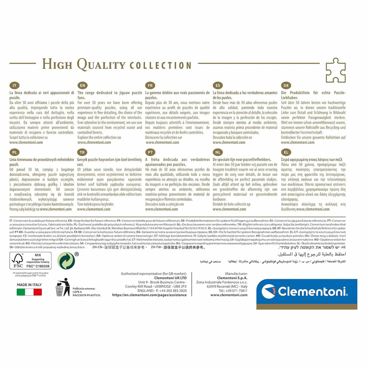 Clementoni - Puzzle 1000 Piezas Machu Picchu High Quality Collection
