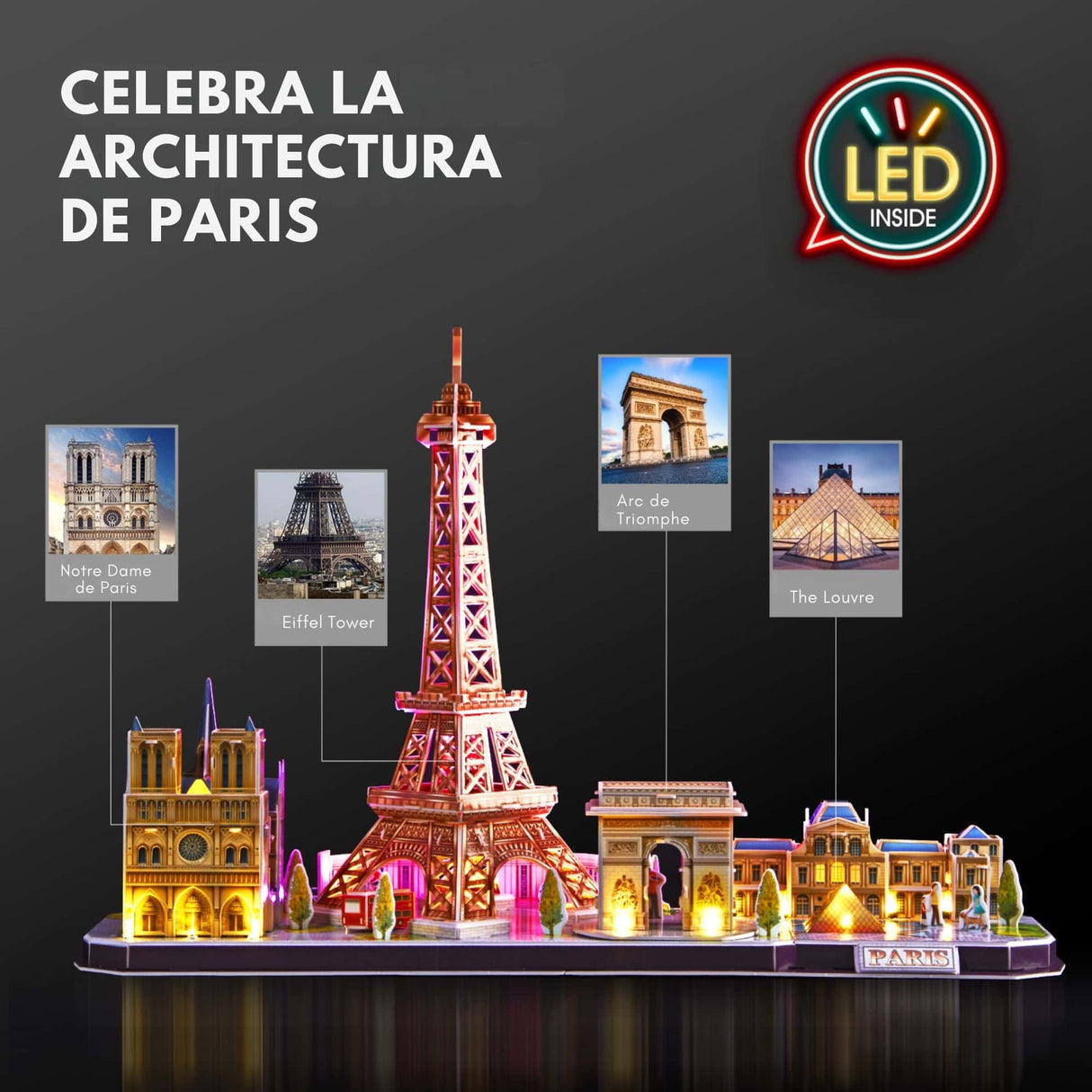 Cubicfun Cityline - Puzzle 3D Paris LED