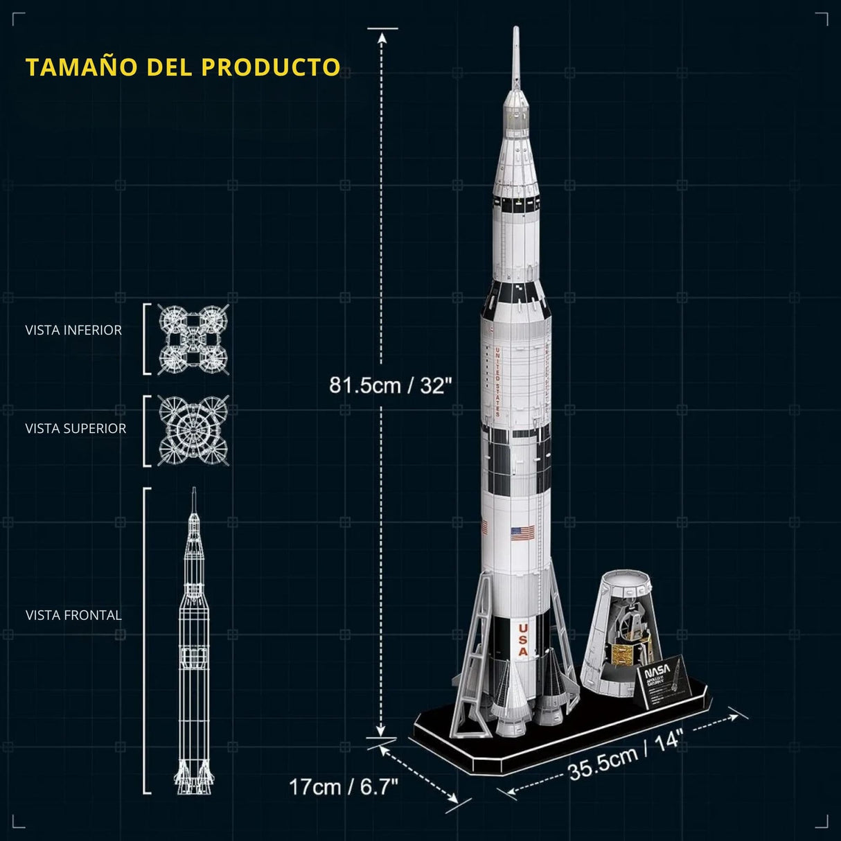 Cubicfun NASA - Puzzle 3D Apollo Saturn V