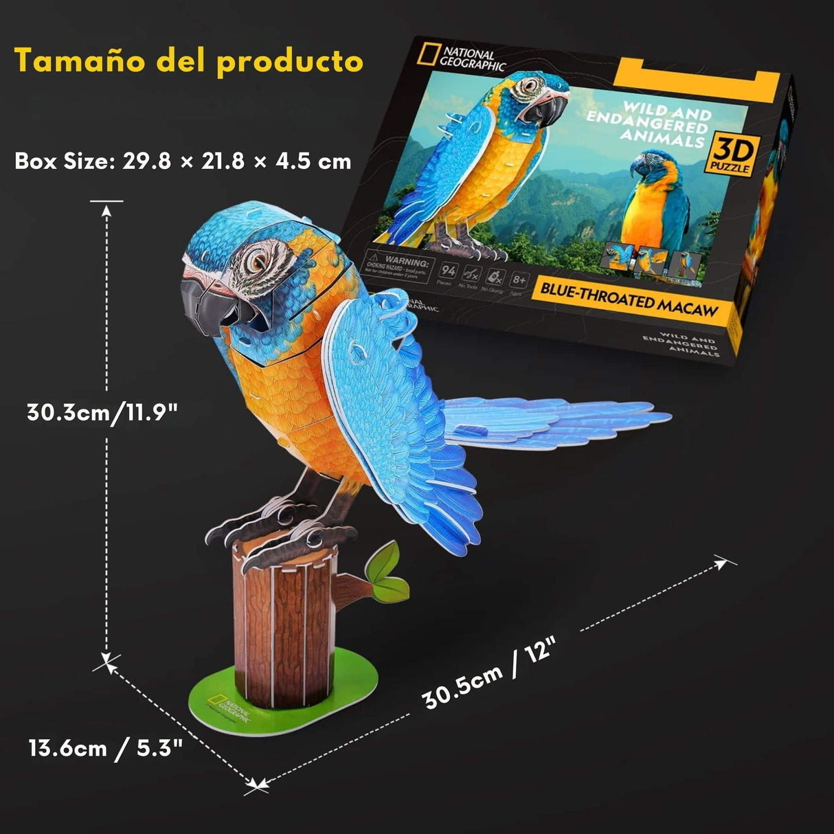 Cubicfun National Geographic - Puzzle 3D Animales Guacamayo Barba Azul
