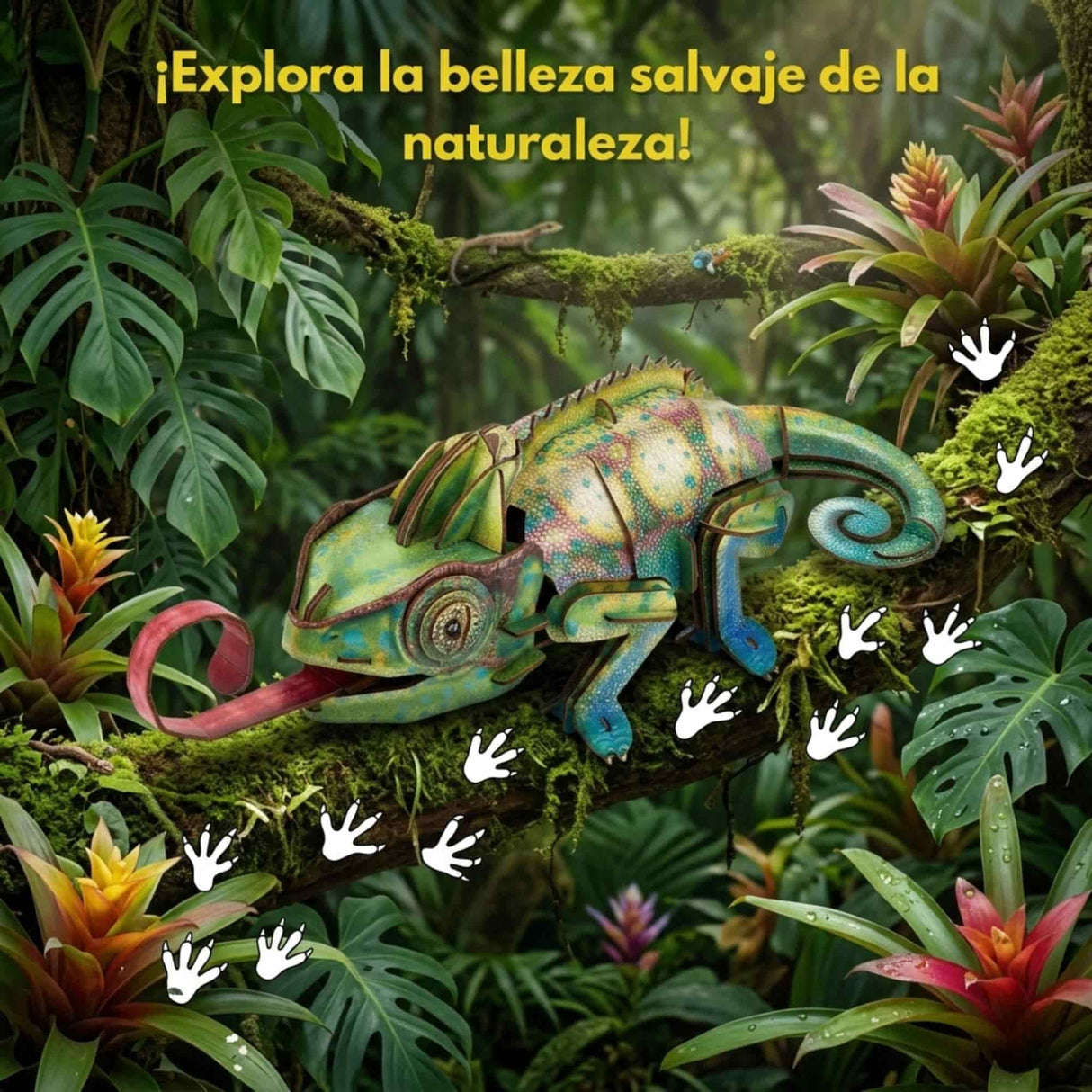 Cubicfun National Geographic - Puzzle 3D Animales Salvajes Camaleón Velado