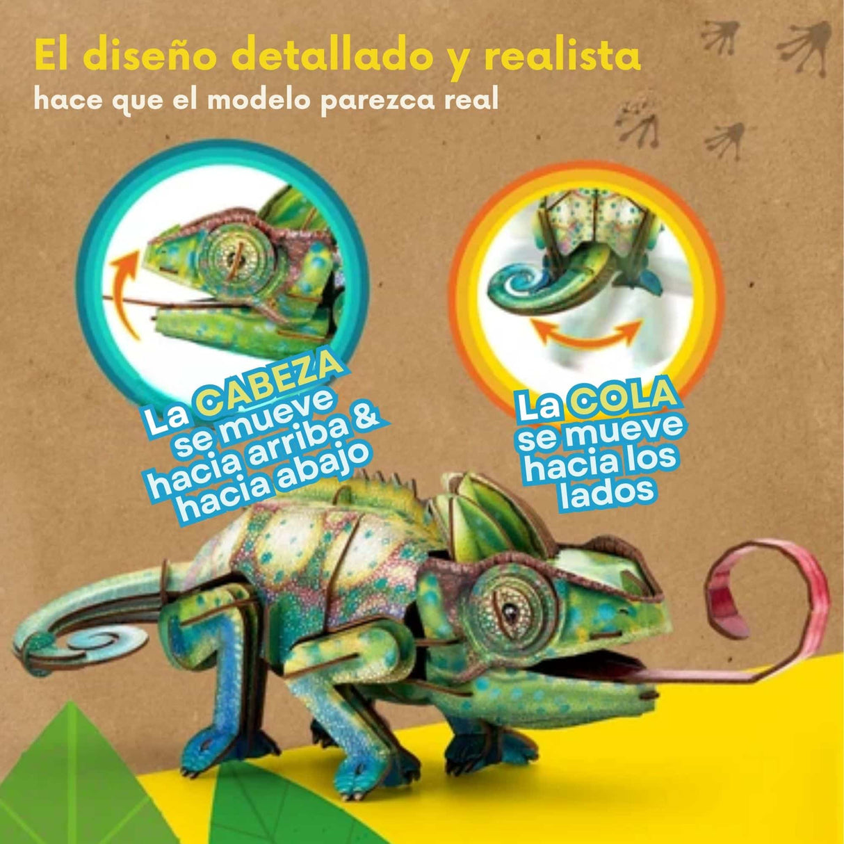 Cubicfun National Geographic - Puzzle 3D Animales Salvajes Camaleón Velado