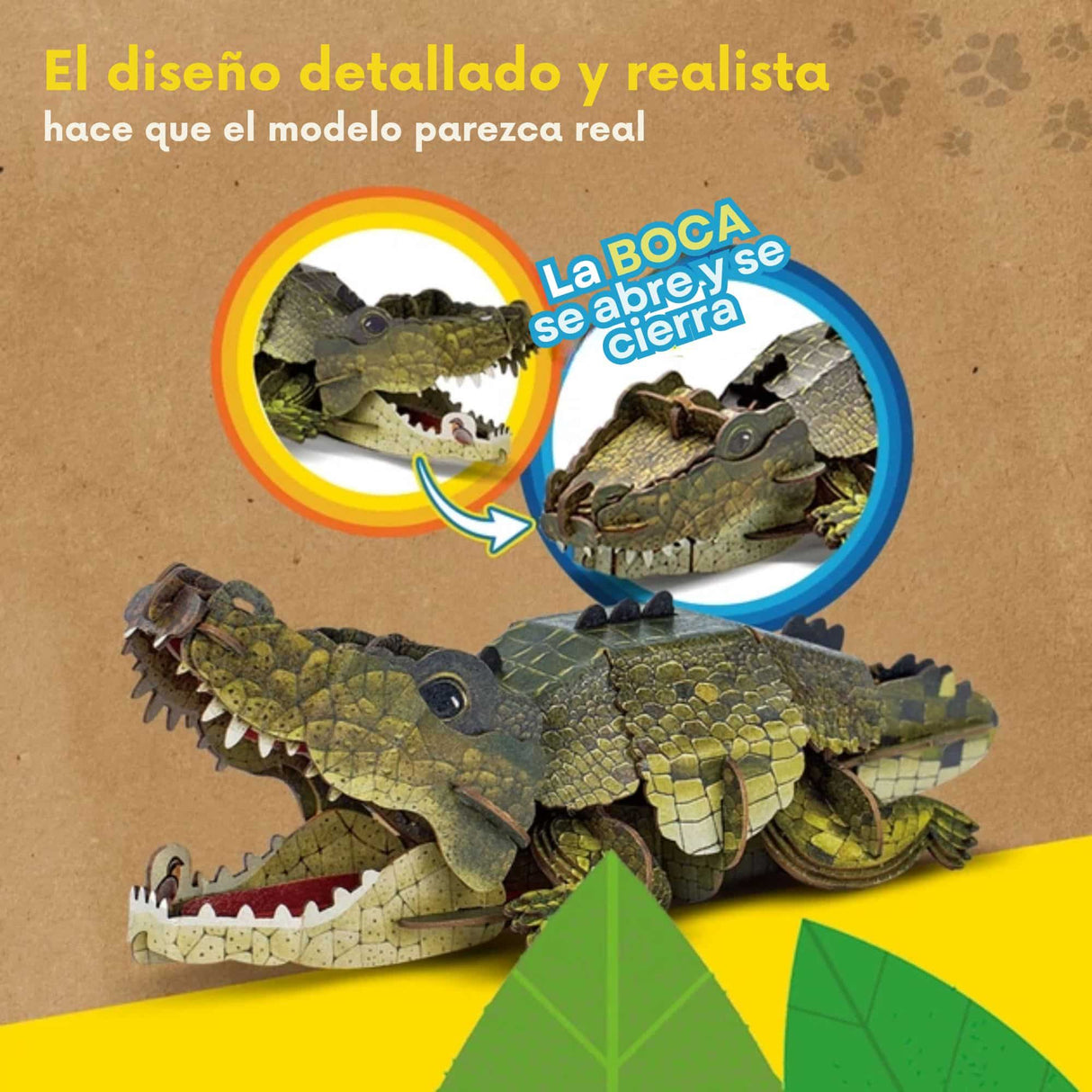 Cubicfun National Geographic - Puzzle 3D Animales Salvajes Cocodrilo