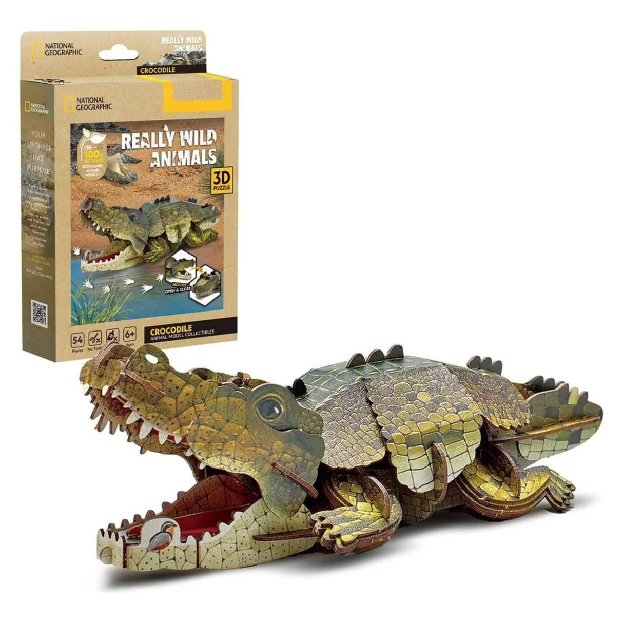 Cubicfun National Geographic - Puzzle 3D Animales Salvajes Cocodrilo