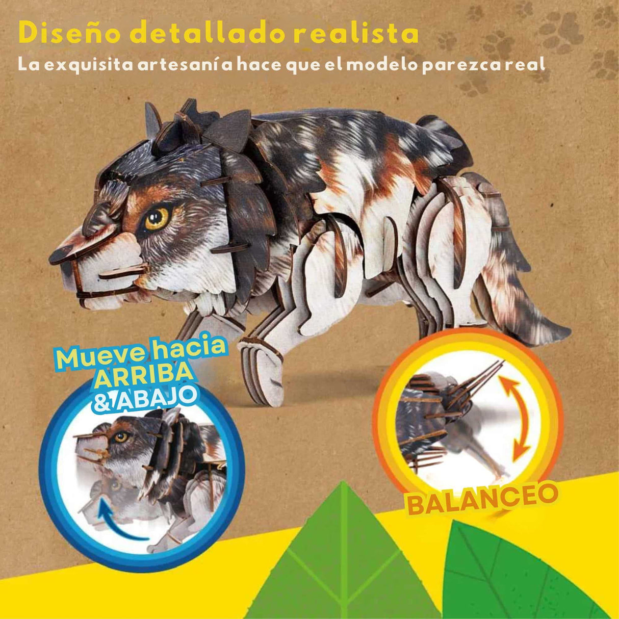 Cubicfun National Geographic - Puzzle 3D Animales Salvajes Lobo Gris